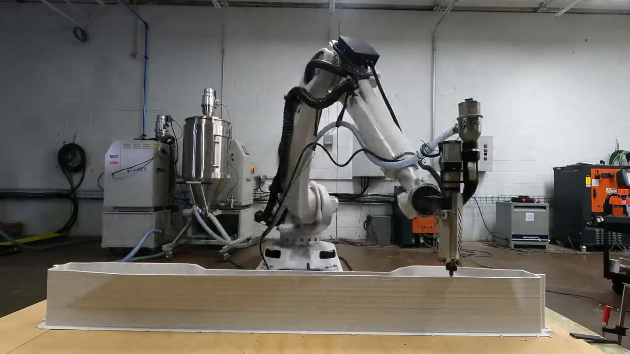 An UnBOXED 3D-printed composite panel being fabricated